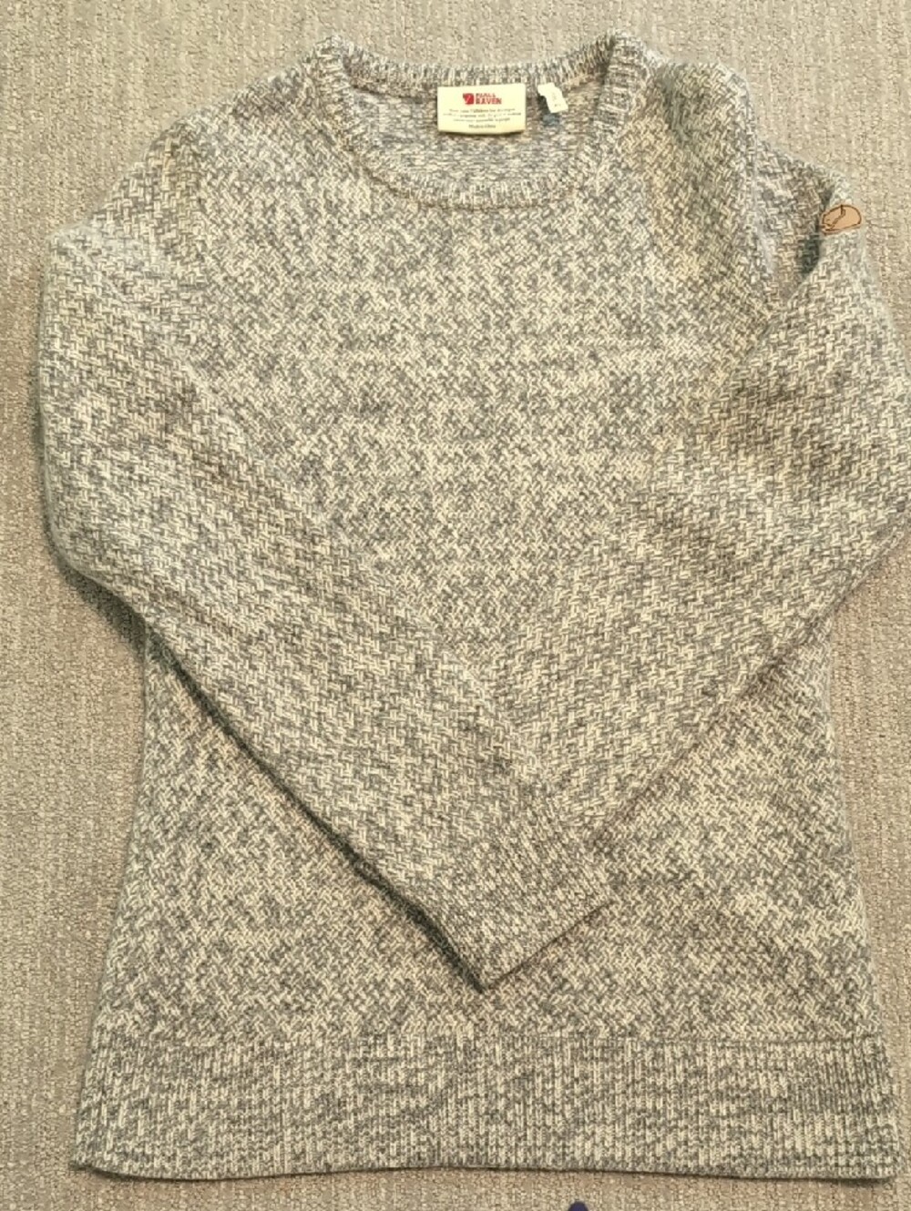 Fjallraven Ovik Structure Gray Wool Crewneck Sweater - XS